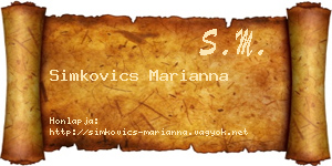 Simkovics Marianna névjegykártya